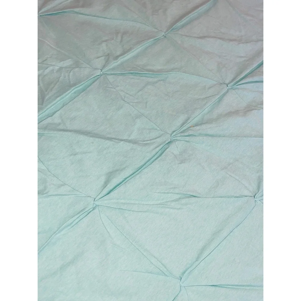 Room Essentials Pintuck Comforter Set Full Queen Aqua Mint 4 Pc W/2 Boho Pillows
